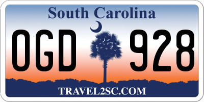 SC license plate OGD928