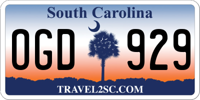 SC license plate OGD929