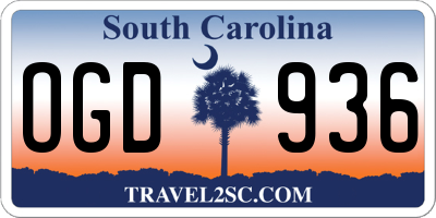 SC license plate OGD936