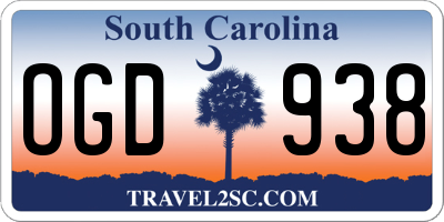 SC license plate OGD938