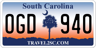 SC license plate OGD940