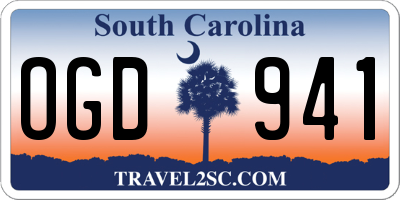 SC license plate OGD941