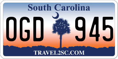 SC license plate OGD945