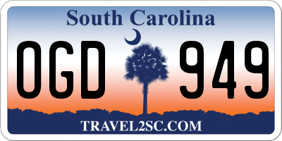 SC license plate OGD949