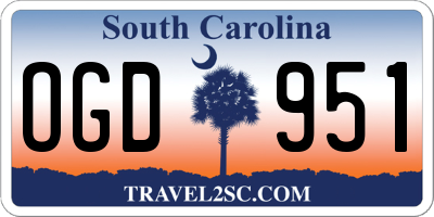 SC license plate OGD951