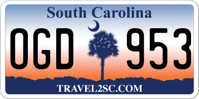 SC license plate OGD953