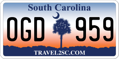 SC license plate OGD959