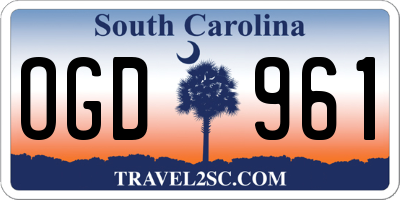 SC license plate OGD961