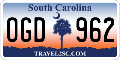SC license plate OGD962