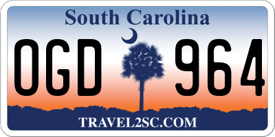 SC license plate OGD964