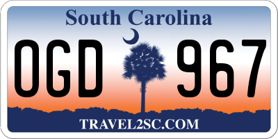 SC license plate OGD967