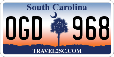 SC license plate OGD968