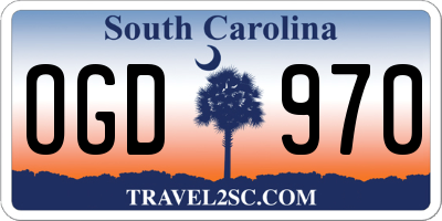SC license plate OGD970