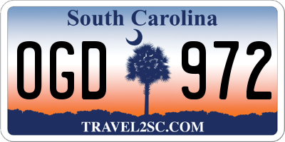 SC license plate OGD972