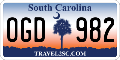 SC license plate OGD982