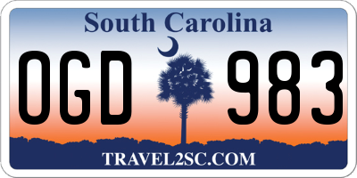 SC license plate OGD983