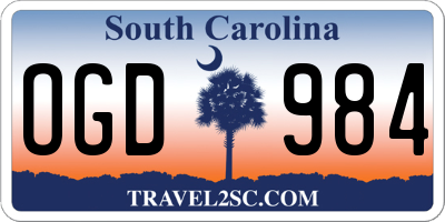 SC license plate OGD984