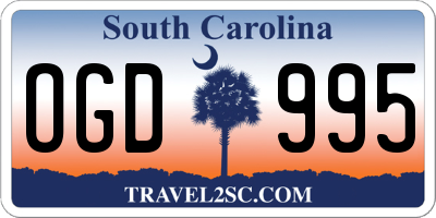 SC license plate OGD995