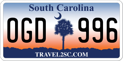 SC license plate OGD996