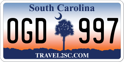 SC license plate OGD997