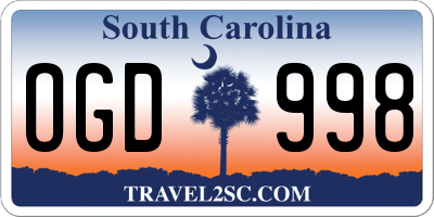 SC license plate OGD998