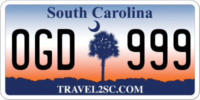 SC license plate OGD999