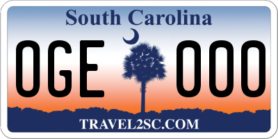 SC license plate OGE000