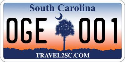 SC license plate OGE001