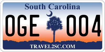 SC license plate OGE004