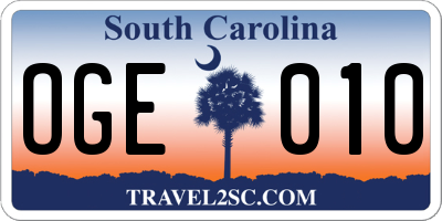 SC license plate OGE010