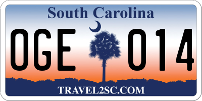 SC license plate OGE014
