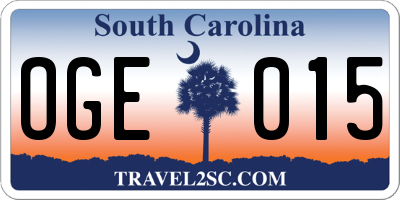 SC license plate OGE015