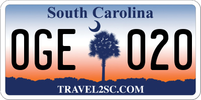 SC license plate OGE020