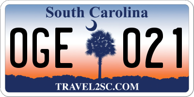 SC license plate OGE021
