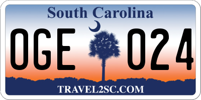 SC license plate OGE024
