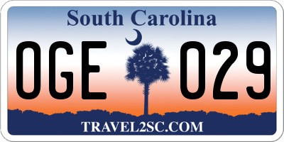 SC license plate OGE029