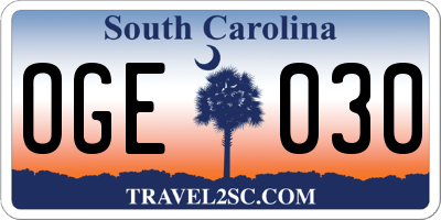SC license plate OGE030