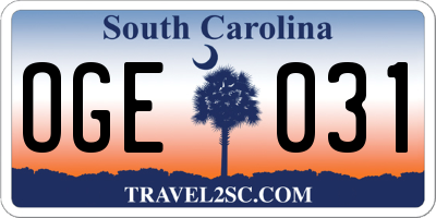 SC license plate OGE031