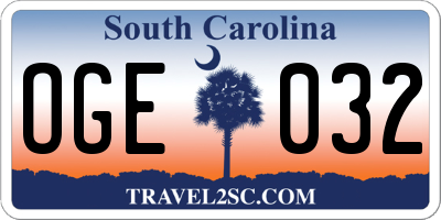 SC license plate OGE032