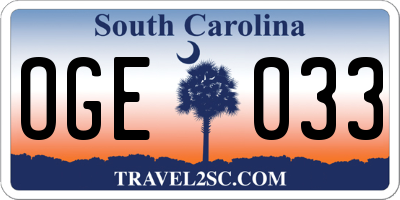 SC license plate OGE033