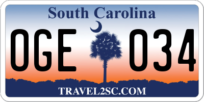 SC license plate OGE034