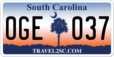 SC license plate OGE037