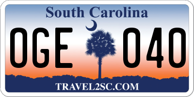 SC license plate OGE040