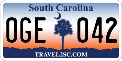 SC license plate OGE042