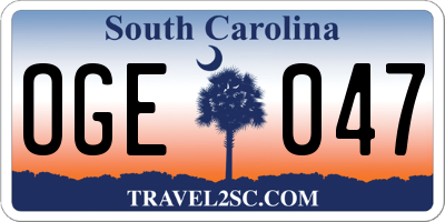 SC license plate OGE047