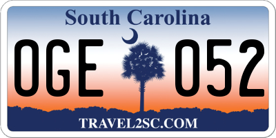 SC license plate OGE052