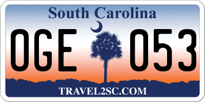SC license plate OGE053