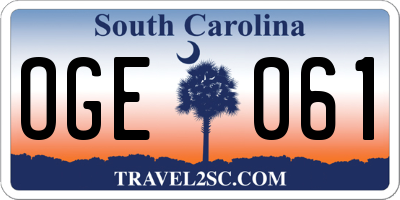 SC license plate OGE061
