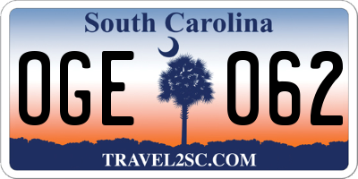 SC license plate OGE062