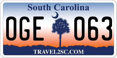 SC license plate OGE063